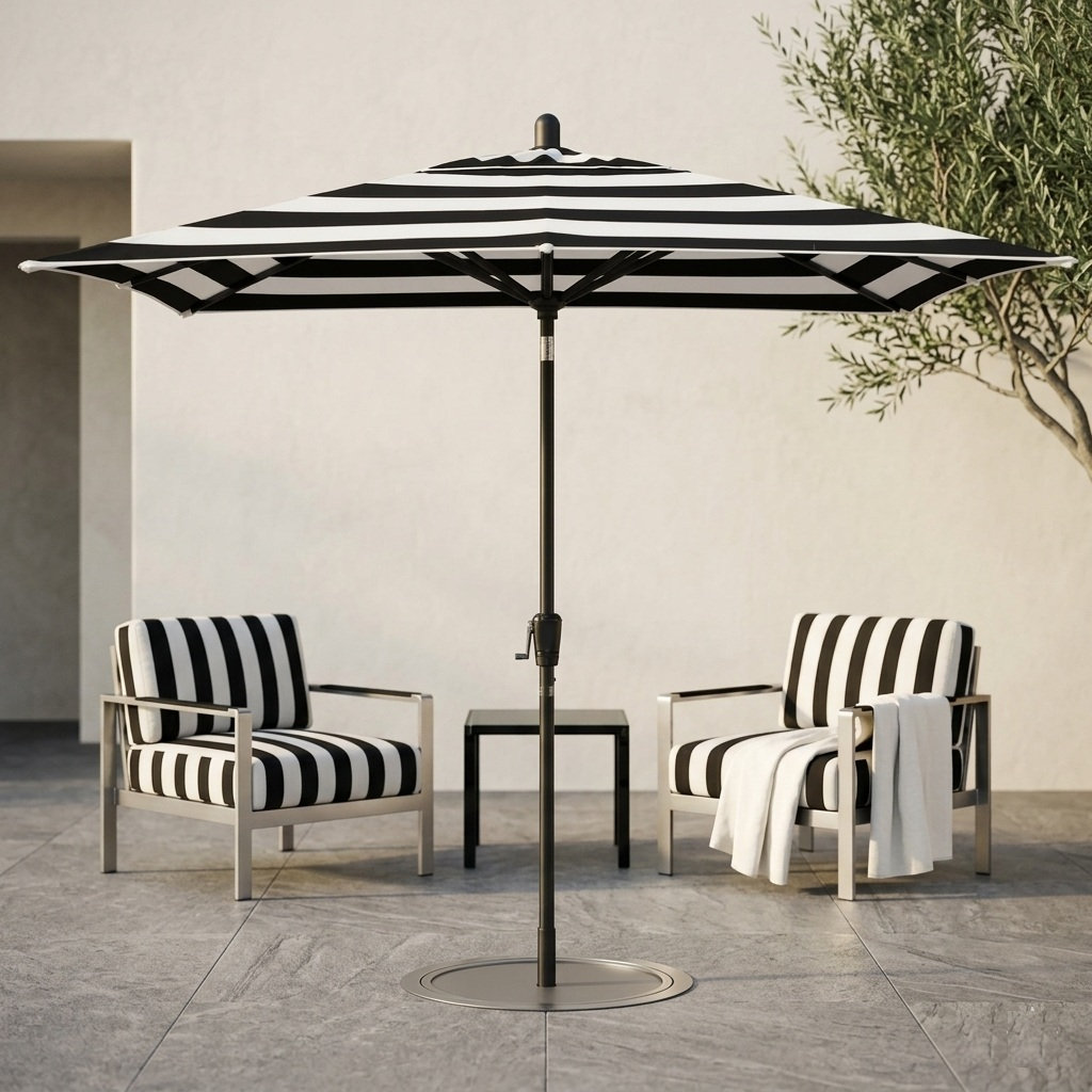 Natalie 103'' Outdoor Umbrella, Black Sapphire, Black Stripe Sunbrella®