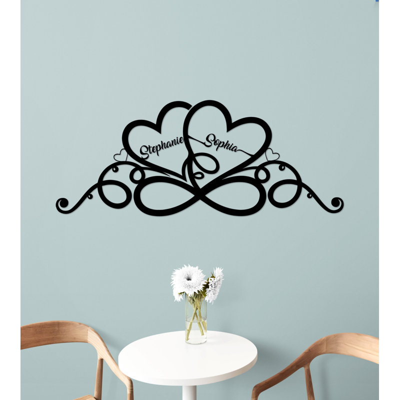 Coeurs et infini, décoration murale en métal Love Art avec votre texte personnalisé pour mariage, cadeau de la Saint-Valentin