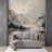 Abstract Neutral Mountain Lake Landscape Wall Mural-1971061954