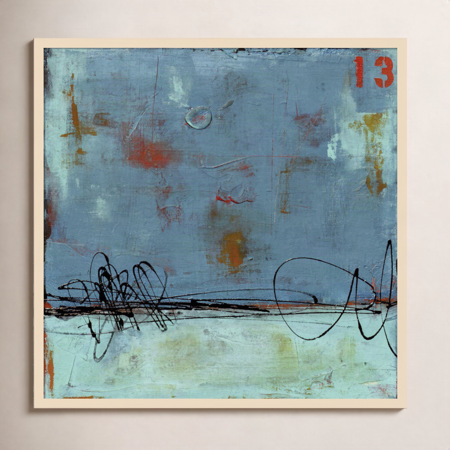 Blue Bay Marina I Print by Erin Ashley, Brown, 33" H x 33" W