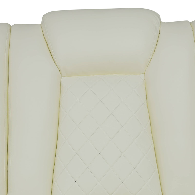 Fauteuil inclinable modulaire en cuir blanc clair, Similicuir crème