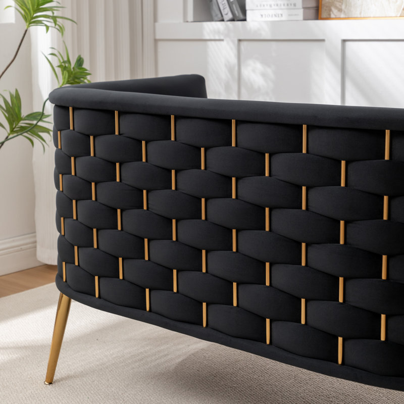 Cristen Upholstered Velvet Loveseat, Black