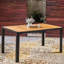Table d'extérieur moderne en bois avec base en fer, 59,3 l x 35,5 x l 30 po, surface de finition, facile d'entretien, tendance et construction