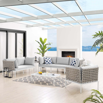 Ensemble de sièges de patio en aluminium à tissage panier 8 pièces Harmony par Modway