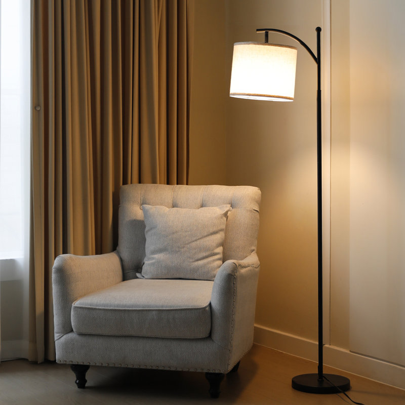 62'' Arched Stepless Dimming Floor Lamp with Remote Control, Bulb Included, Black