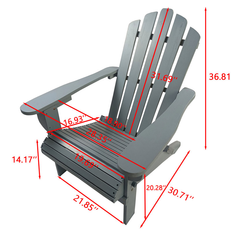 Chaise confortable en bois gris pliable et confortable - Matériau en bois franc massif, pour le patio, la véranda, la terrasse, le jardin et la piscine