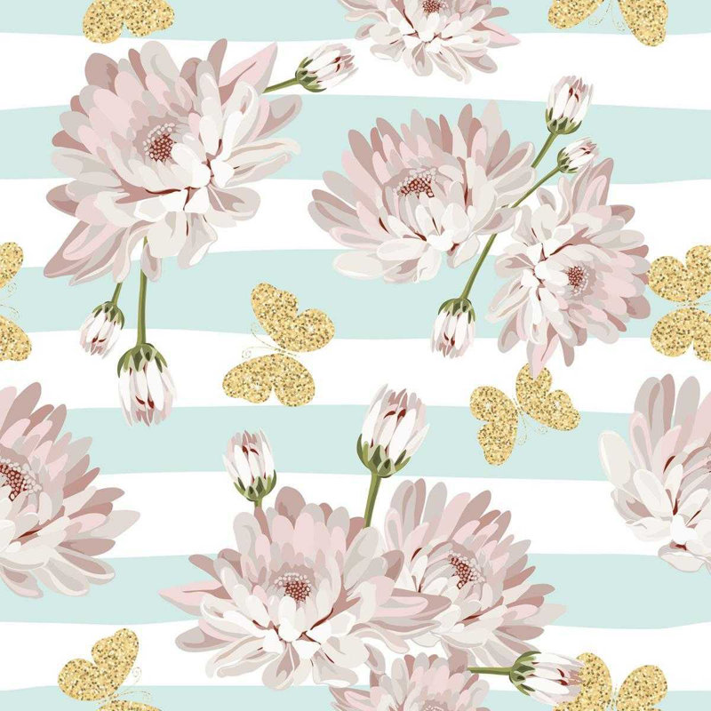 Rouleau de papier peint adhésif Glisson, Bleu / rose, L 126 po x l 24 po