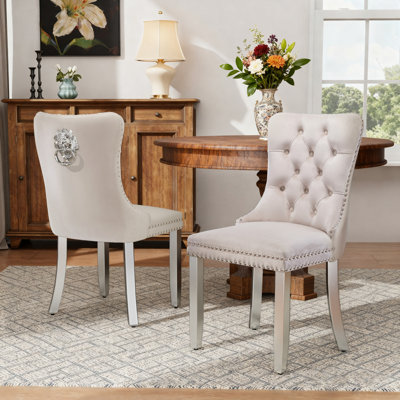 Modern Tufted Velvet Metal Legs Upholstered Dining Chair (Set of 2) by House of Hampton