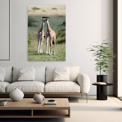 Masai Giraffes Giraffa Camelopardalis Tippelskirchi In A Forest Masai Mara National Reserve Kenya Abstract Contemporary Forest Landscape Art