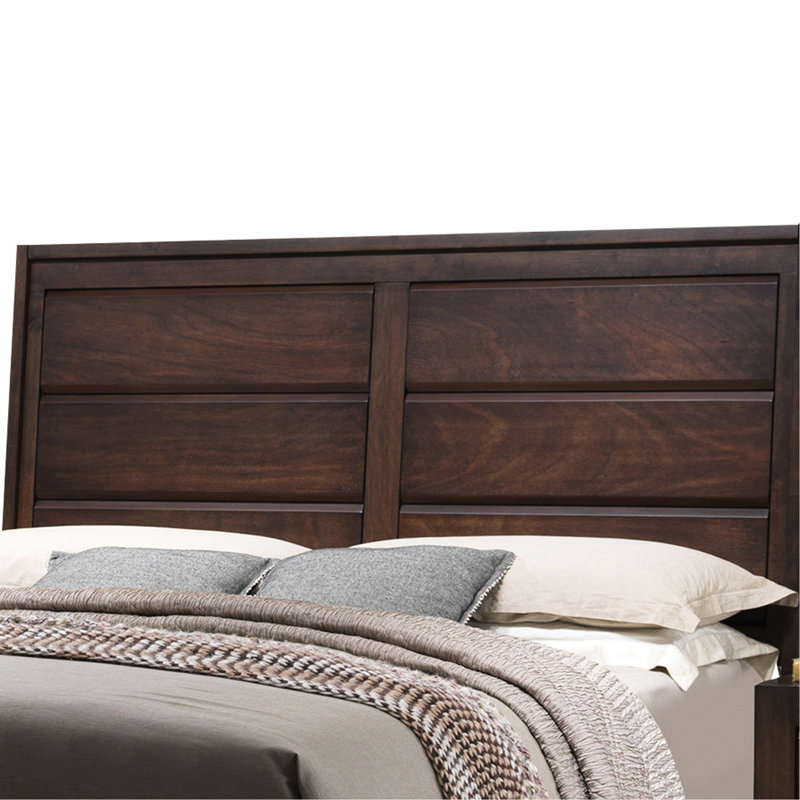 Queen Walnut Panel Bed With Convenient Storage And Stable Mattress Support Classic