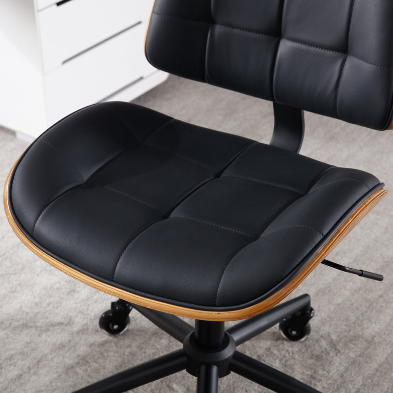 Ergonomic Adjustable Height Armless Task Chair, Black