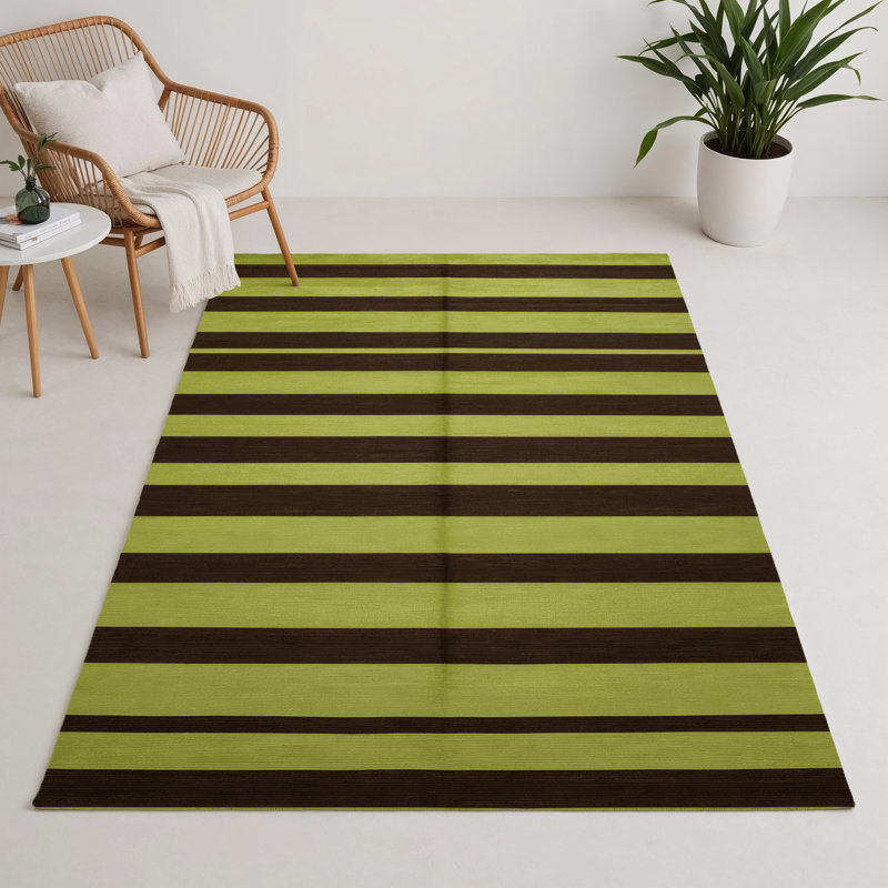 HorizontalStripes Brown Indoor and Outdoor Area Rug, Rectangle 3' x 5'