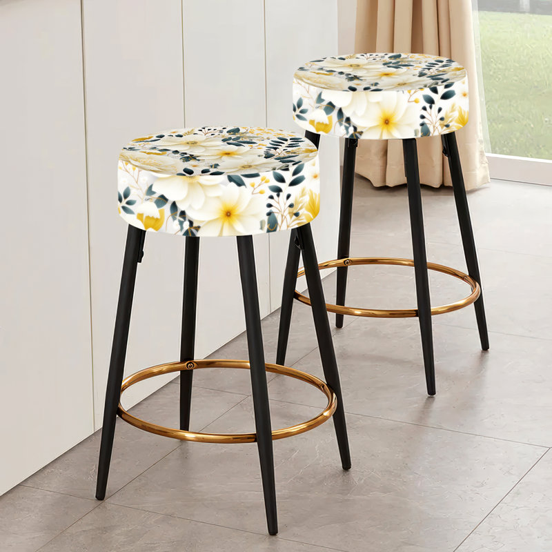 Ensemble de 2 tabourets de bar Beige Boho Chic Poppy Blooms I - Floral