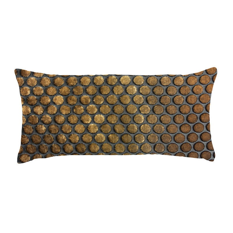 Dots Square Velvet Pillow Cover & Insert, 22"H x 22"W, Copper Ivy