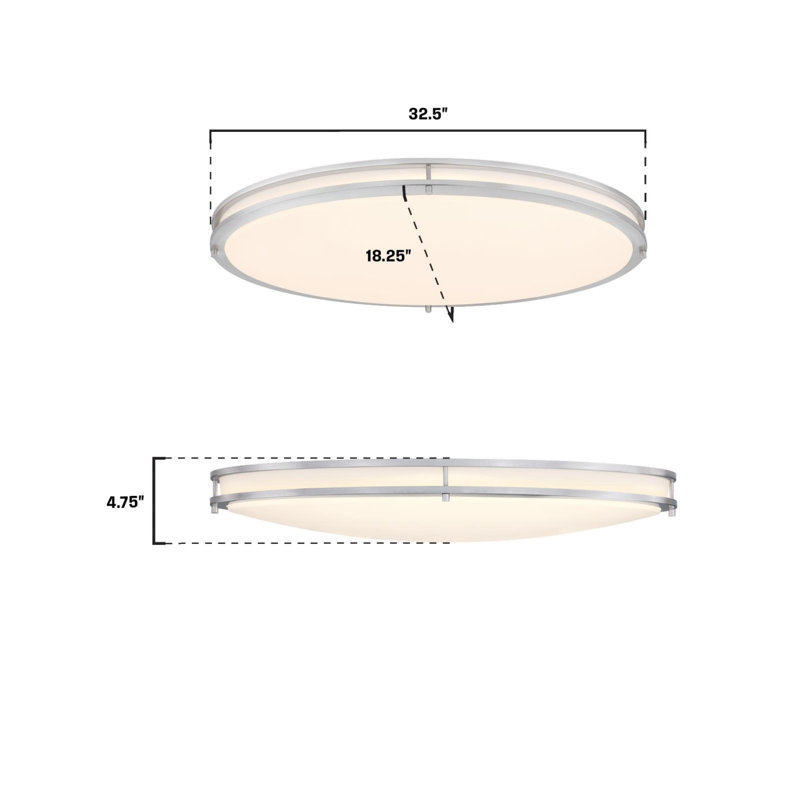 33 Inch 40 Watt LED Indoor Flush Mount Ceiling Fixture with Colour Temperature Selection, Matte Black Finish, Frosted Acrylic Shade