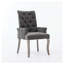Chaise de salle à manger rembourrée en tissu chenille, structure en bois massif courbé gris, siège simple de style champêtre français