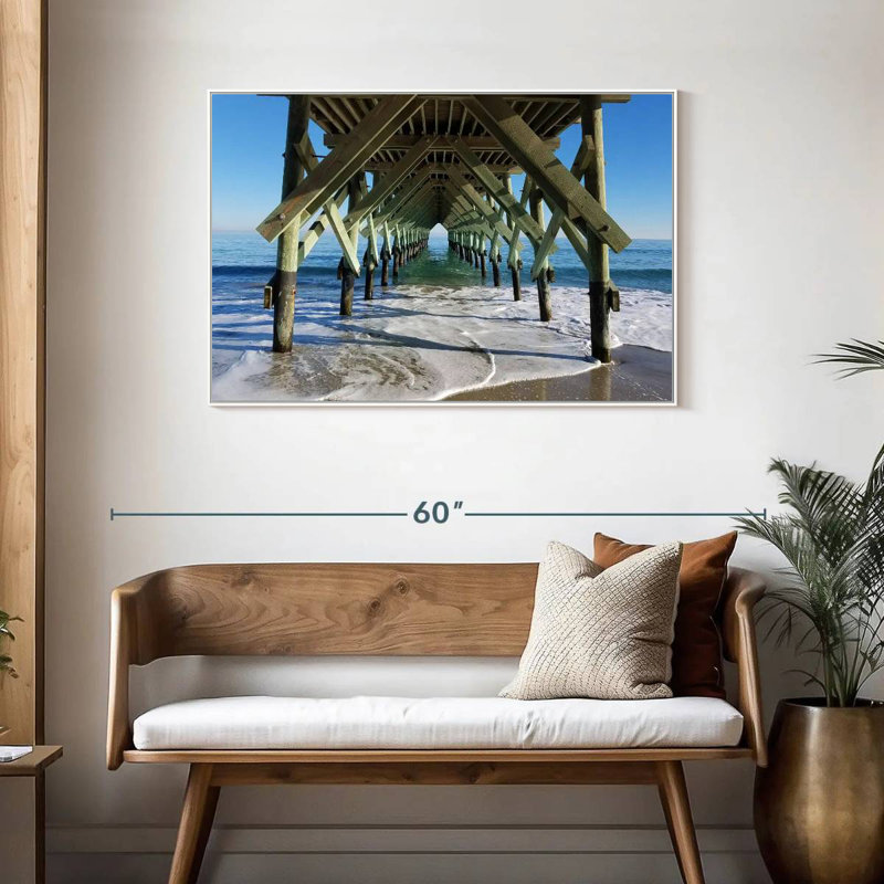 Under Wrightsville Beach Pier, Cadre flottant blanc, 43 po x 29 po