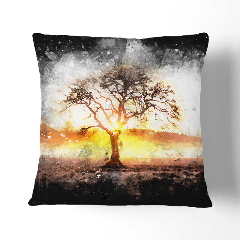 Sunlight Through the Oak Tree Cushion with Filling, 40cm H x 40cm W x 15cm D