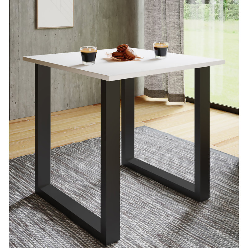 Alexious Metal Base Dining Table, Black, 76cm H x 80cm W x 50cm D, White