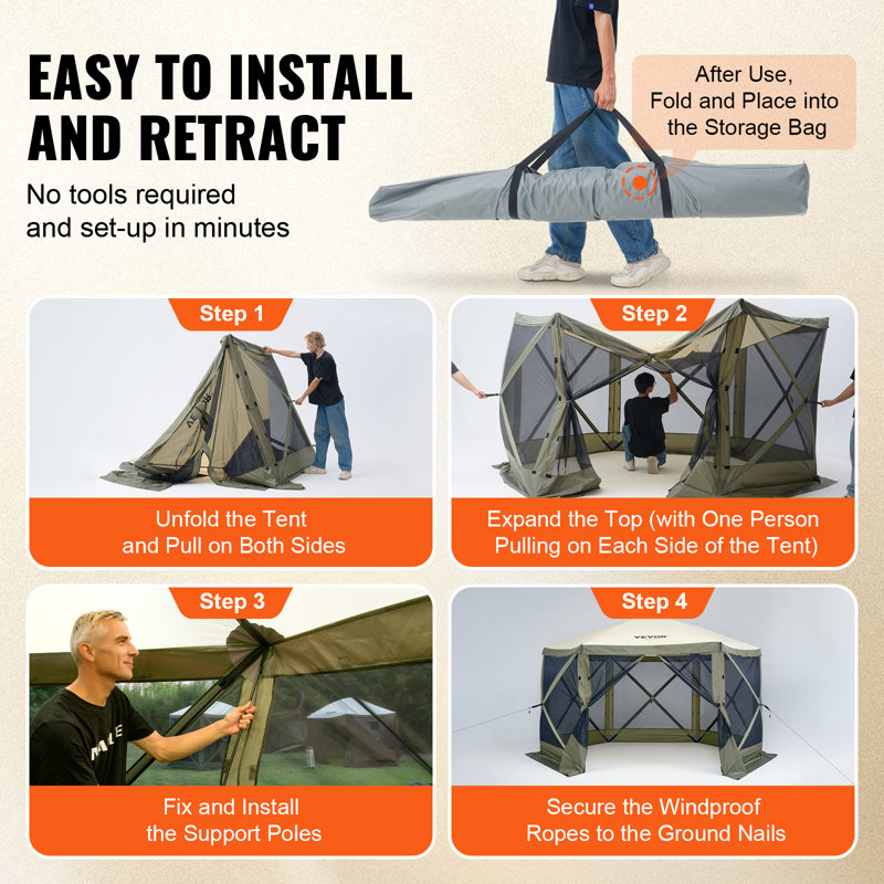 Vevor 12x12 ft Gray Hexagon Folding Canopy Gazebo