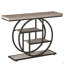 Console industrielle de 41,3 po, canapé gris à 4 niveaux avec cadre métallique circulaire unique et tablettes de rangement, table d'appoint étroite pour le salon, le couloir et le vestibule