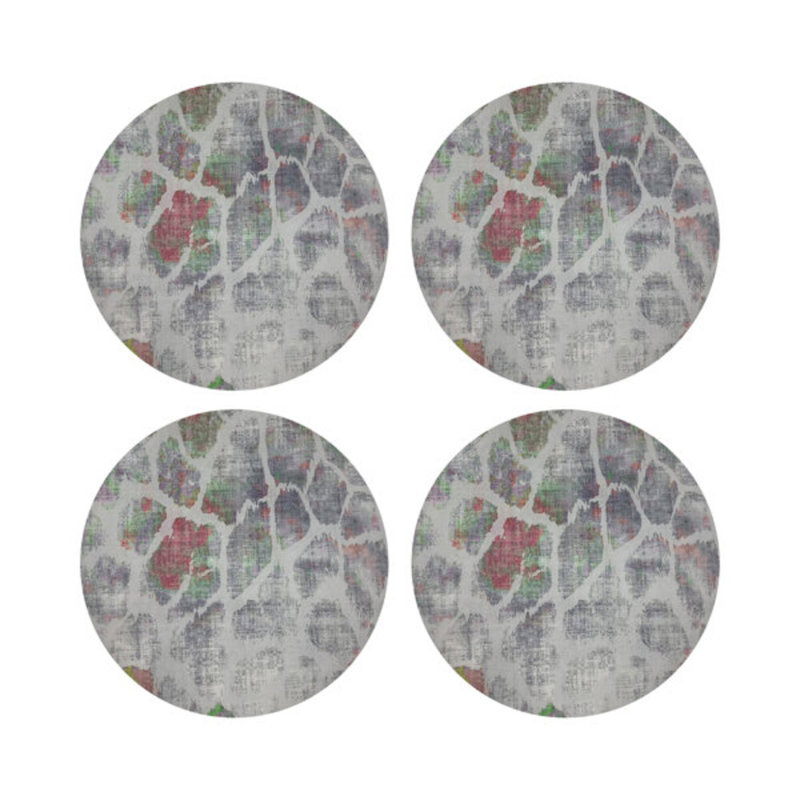 Giraffe Holiday Vegan Leather Round Coasters, Holiday