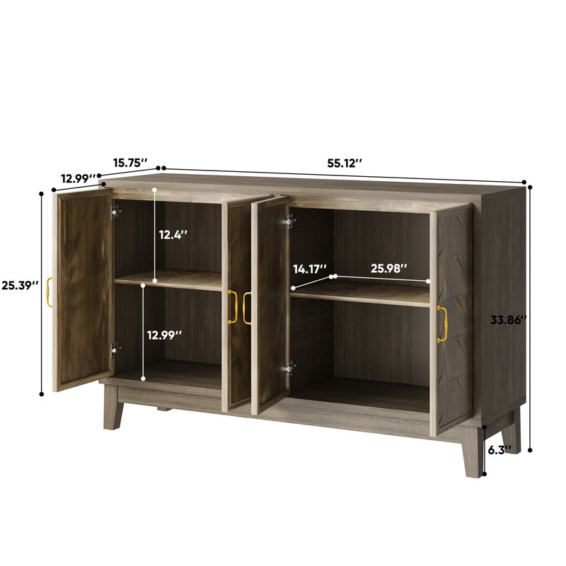 Vintage Sideboard Buffet Cabinet, Retro Accent Console