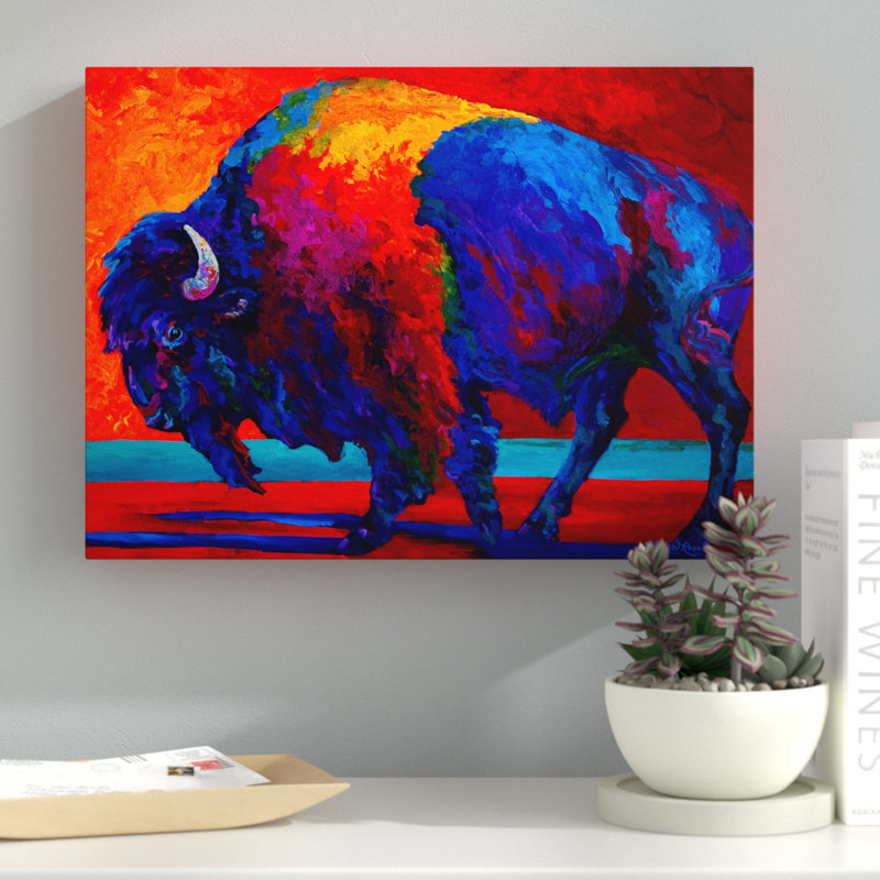 «Abstract Bison» par Marion Rose, reproduction sur toile, H 14 po x l 19 po x P 2 po