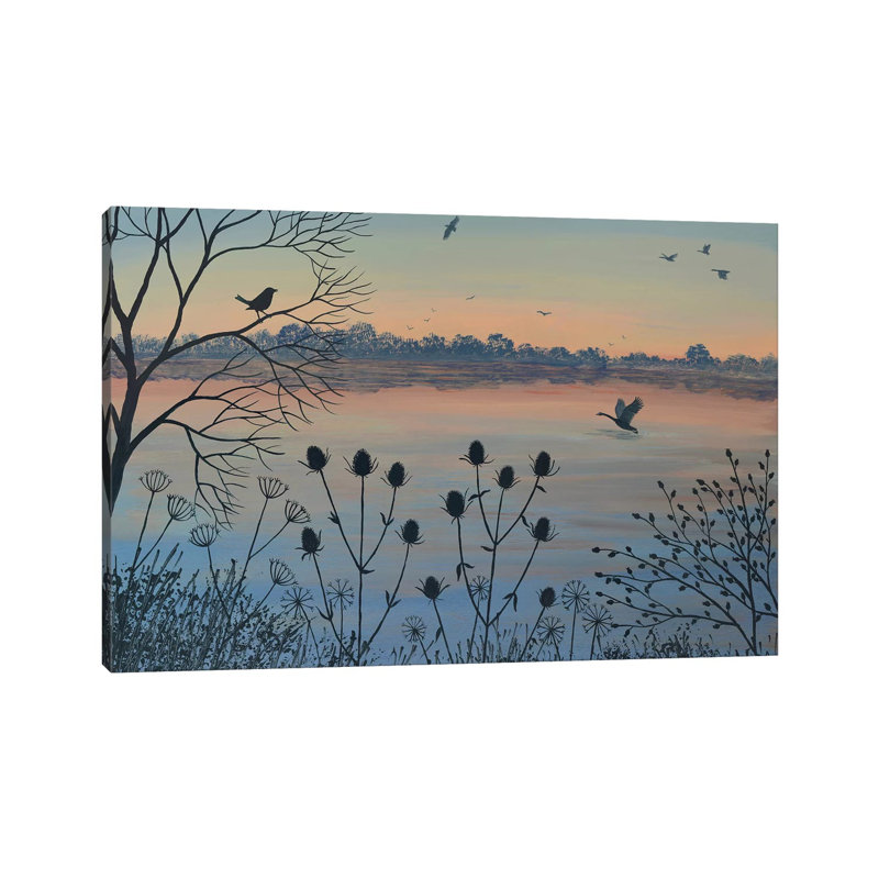 By Dusky Lake by Jo Grundy - Wrapped Canvas Painting, 20.32cm H x 30.48cm W x 1.9cm D