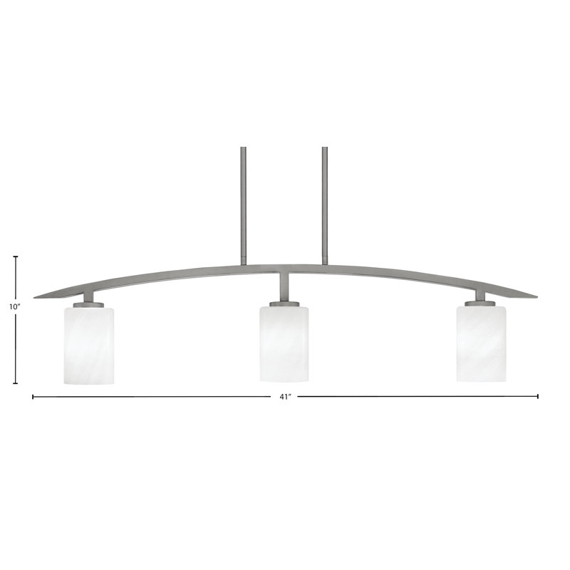 Kurve 3 Light Island Light Shown In Graphite Finish With 4" Glass, White