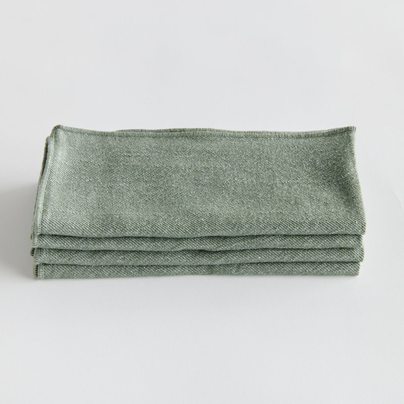 Serviettes de table Olenna Feuille, Bordure unie, Couleur unie