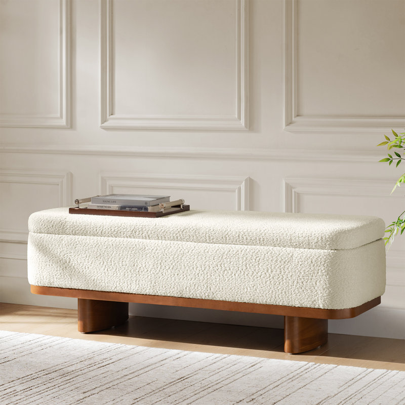 Banc de rangement simple Cheryl, Ivoire ivoire