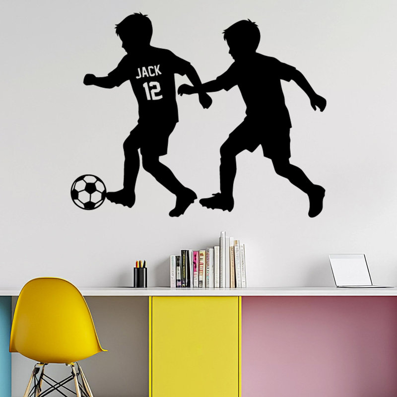 Adhésif mural personnalisé nom soccer, H 44 po x l 35 po, Noir, Oui
