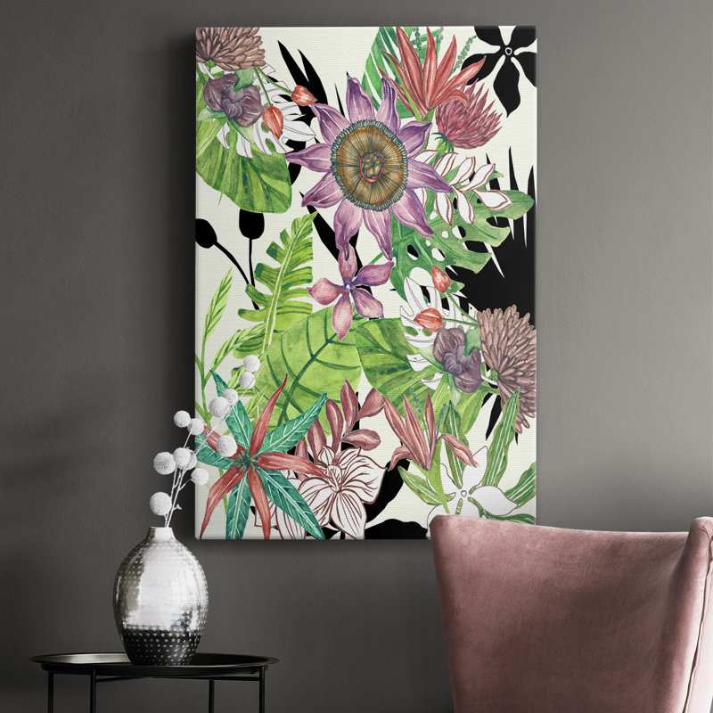 Floral Paradise I - peinture sur toile tendue, H 12 po x l 8 po x P 1 po
