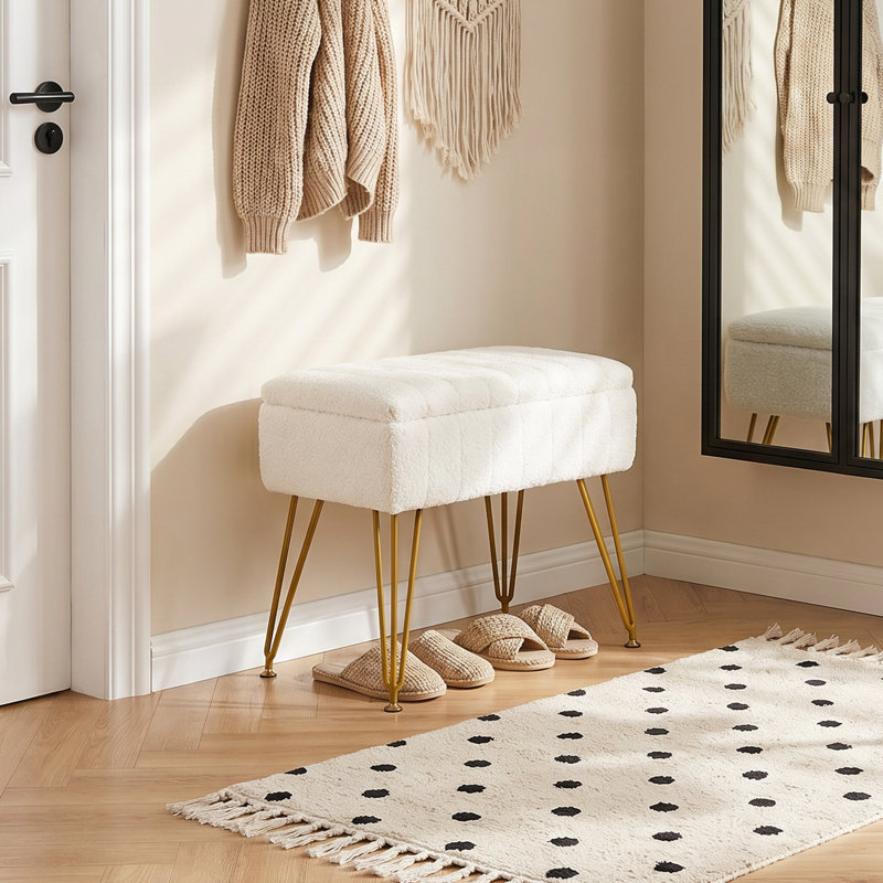 Solid Wood Accent Stool, White, Teddy