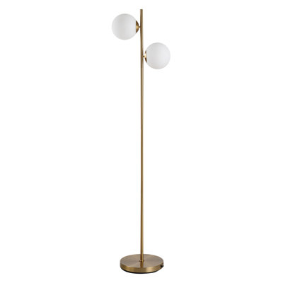 Lampe sur pied avec abat-jour en verre 2 pièces