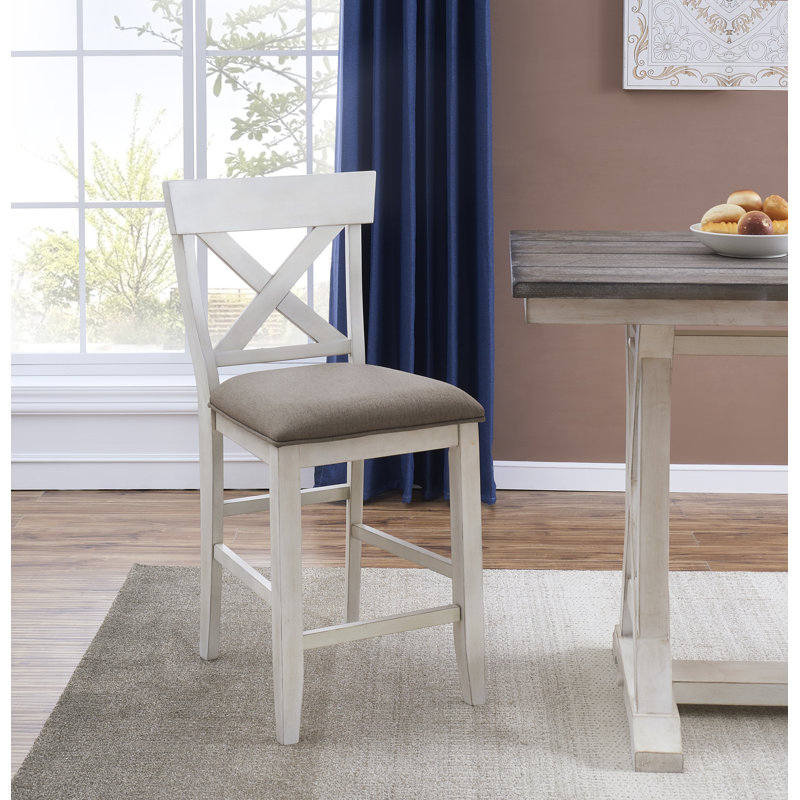 Danian 25.25'' H Upholstered Pine Side Chair, White/Brown