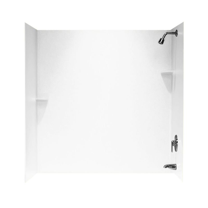 60'' W 30'' D 72'' H Alcove Solid Surface Wall, White