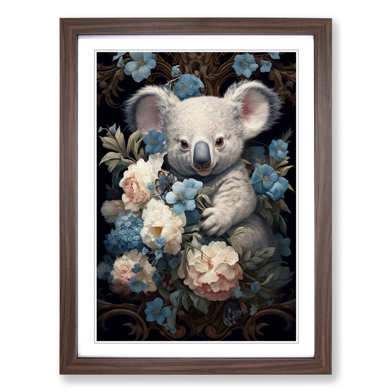 Koala Bear Baroque - Framed Print, 34cm H x 25cm W x 2cm D, Walnut 