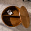 Table basse ronde de 31,5 po avec espace de rangement rétro, idéale pour le salon et le bureau-999086594