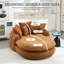 Canapé surdimensionné ovale rembourré à billes, canapé paresseux avec 3 grands coussins et 2 petits coussins, dossier enveloppant pour adultes, canapé à billes en chenille-357022417