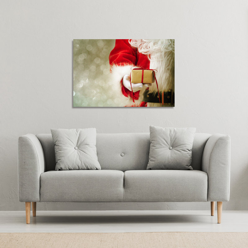 Santa Claus Gloved Hands - Wrapped Canvas Print, 46cm H x 46cm W