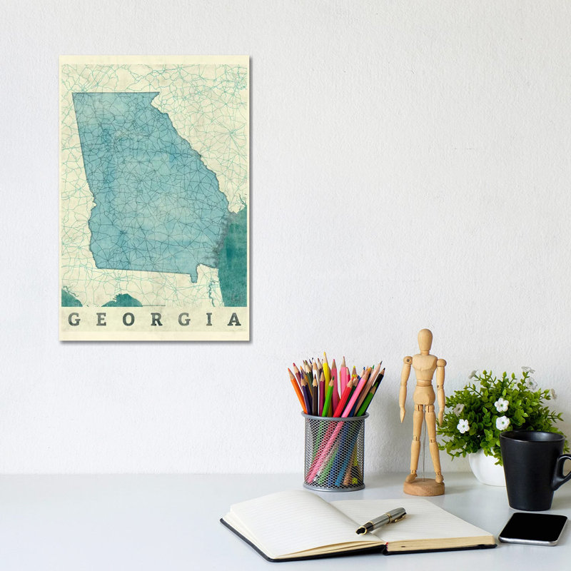 Georgia Map by Hubert Roguski - Wrapped Canvas Print, 20.32 cm H x 30.48 cm W