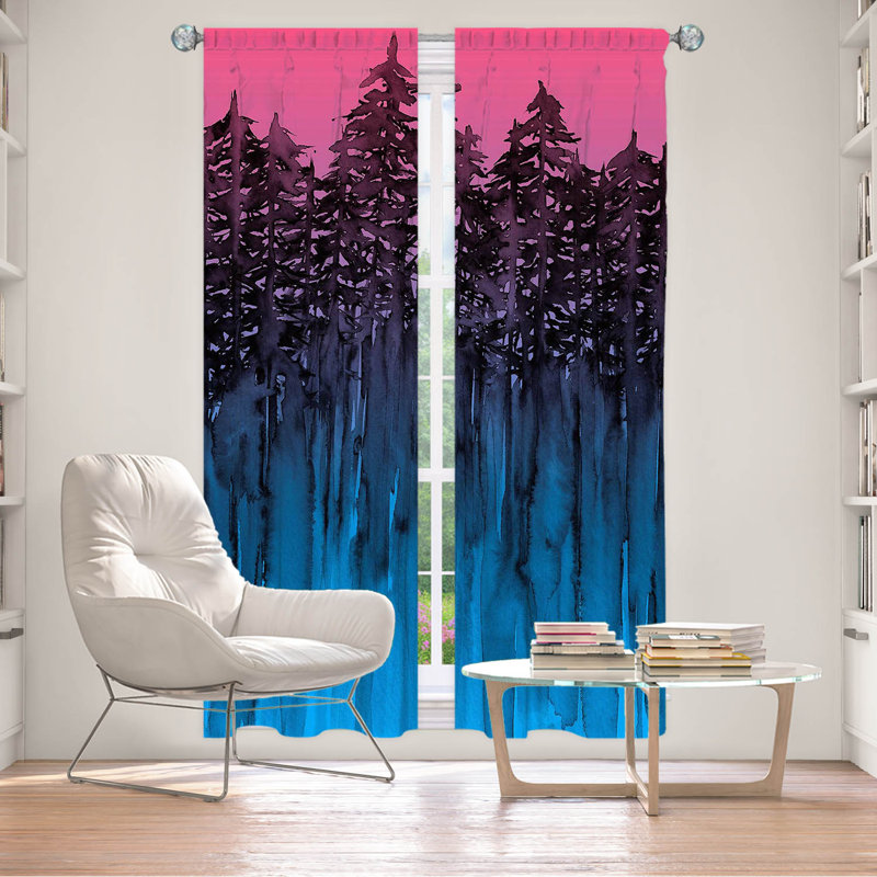 Room Darkening Curtain Pair, 20" W x 52" L, Pink/Blue