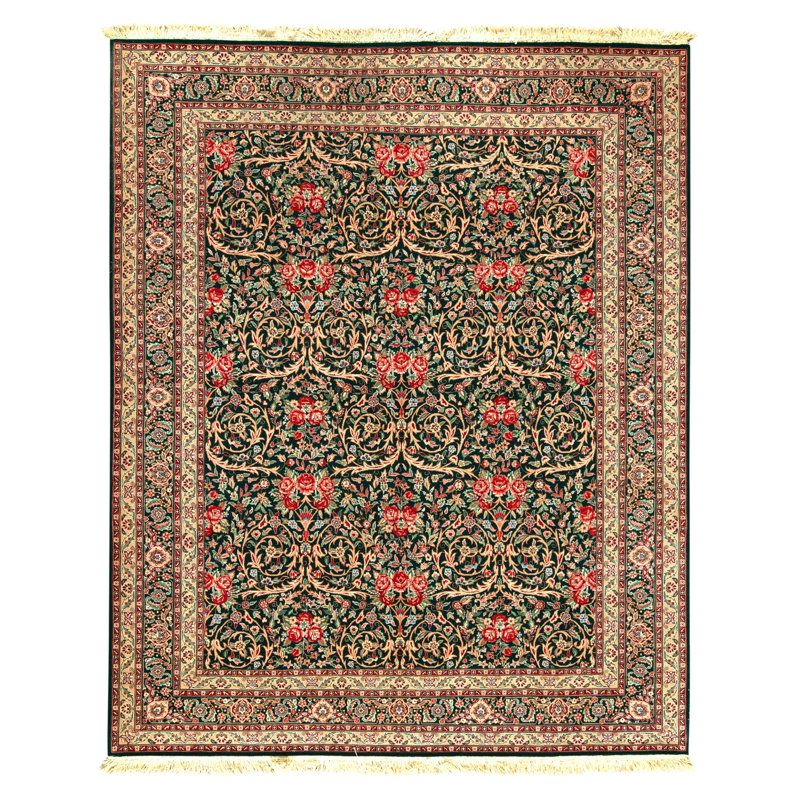 High-Quality Hand-Knotted Green Area Rug
