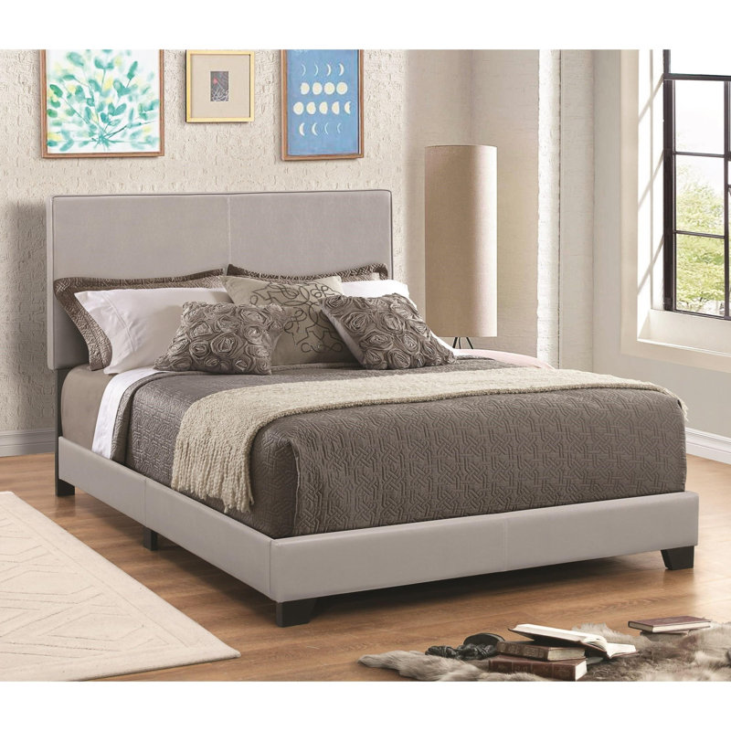 Mielke Vegan Leather Standard Bed, Full, Gray