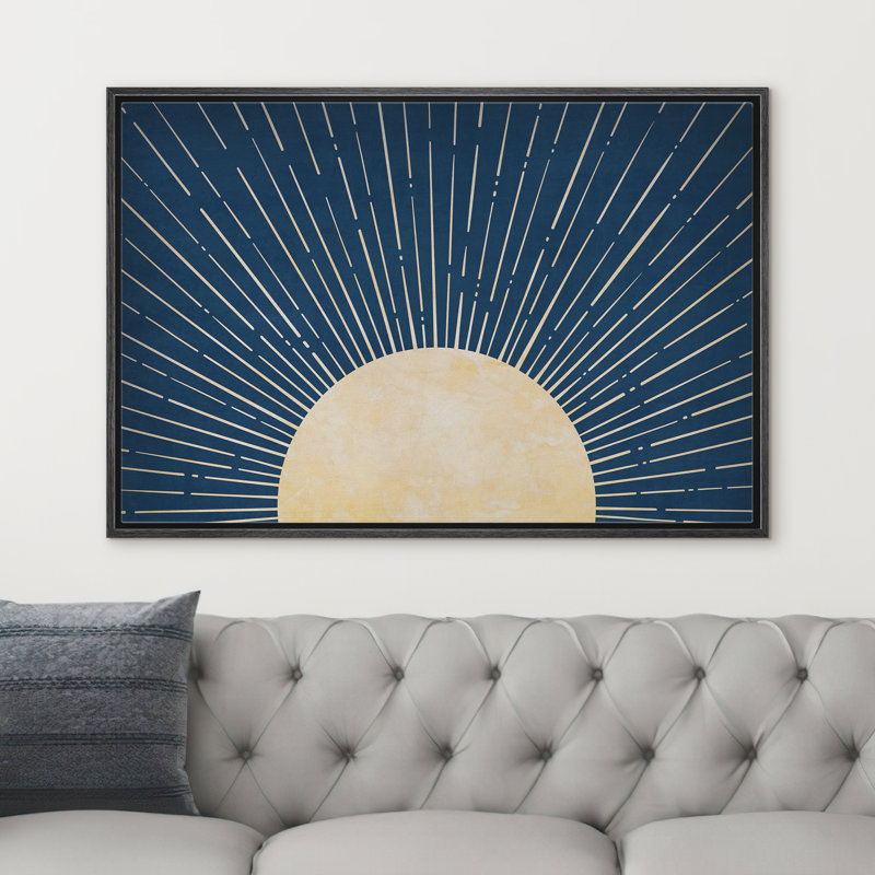 «Blue Sun Rays», reproduction d'art sur toile encadrée simple, Noir, noir, noir, noir, H 24 po x l 36 po