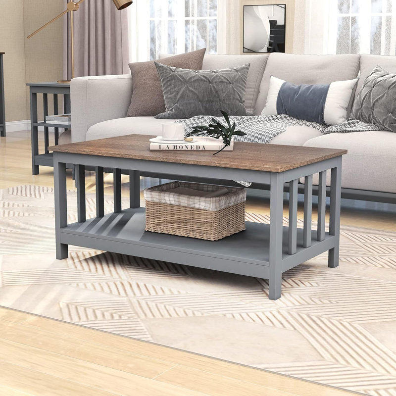 Table basse Briaroaks, H 18,1 po x L 39,9 po x l 22,04 po, Gris, Gris