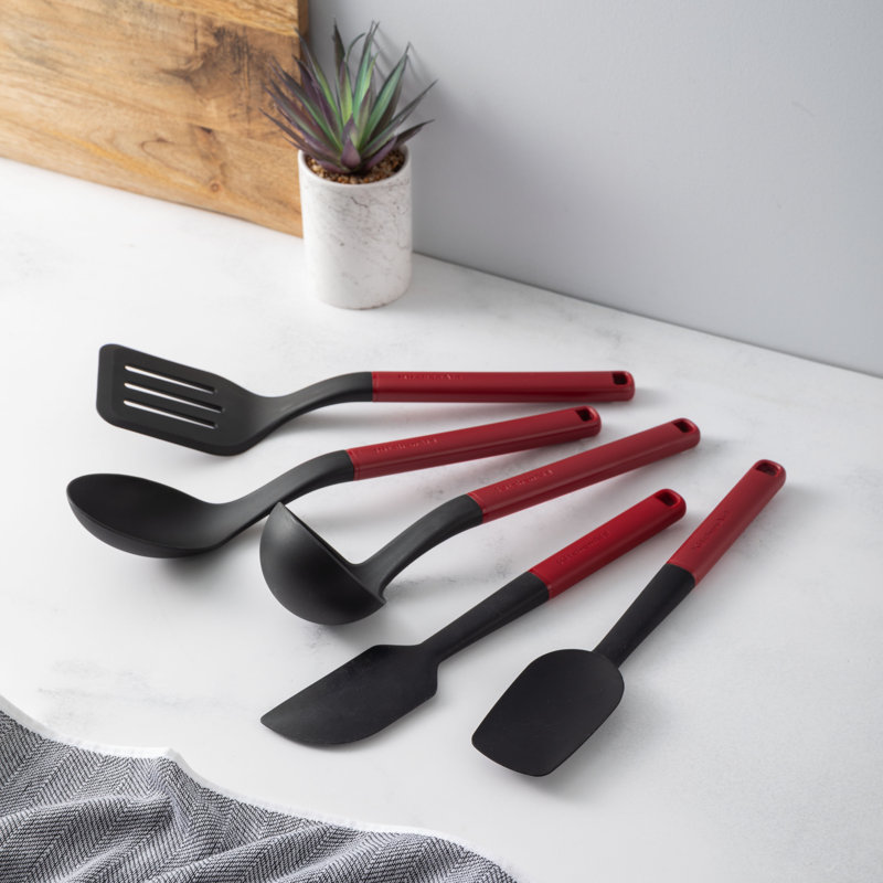 KitchenAid 5pc Utensil Set, Empire Red, Heat Resistant Cooking Utensils, Non-Stick Safe with Durable Handles