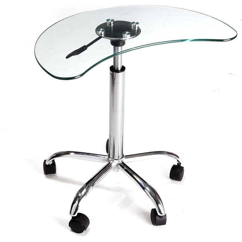 Maragozakis Adjustable Glass Top Metal Base Writing Desk, Clear